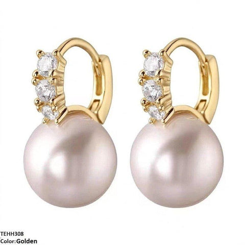 TEHH308 YHC Round Pearl Hoops Pair