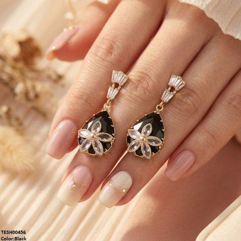 TEDH00456 QSJTear/Flower Zircon Earrings - TEDH