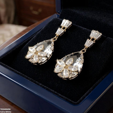 TEDH00456 QSJTear/Flower Zircon Earrings - TEDH
