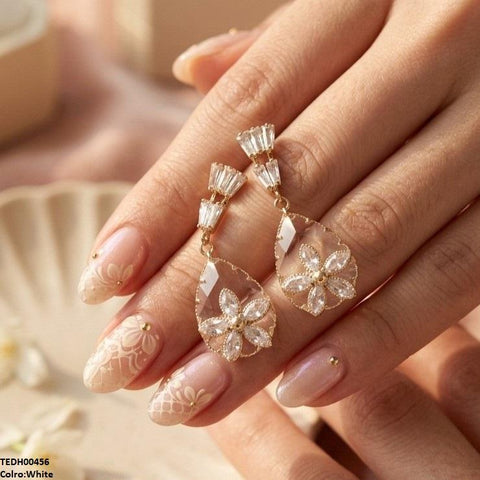 TEDH00456 QSJTear/Flower Zircon Earrings - TEDH