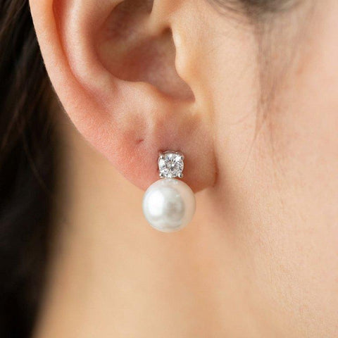 TETH00525 DDJ Round Pearl ZIRCON Stone Tops Pair - TETH