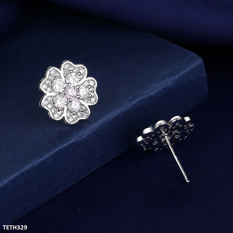 TETH329 BLX Flower Sterling Stud Tops Pair - TETH