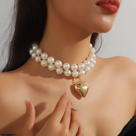 TNCH00317 YJJ Pearl Heart Necklace - TNCH