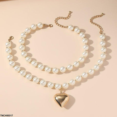 TNCH00317 YJJ Pearl Heart Necklace - TNCH