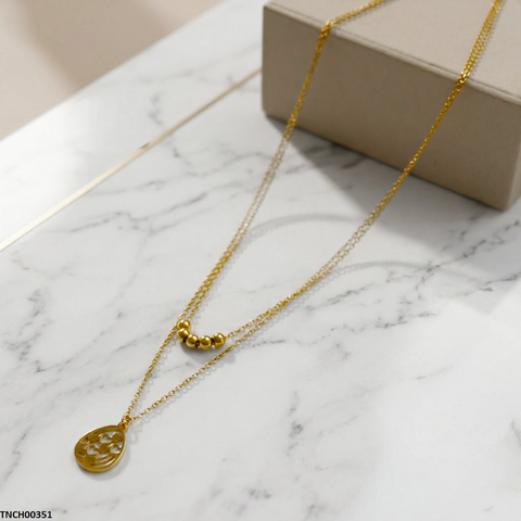 TNCH00351 QSJ Stainless Steel Tear Heart Necklace - TNCH