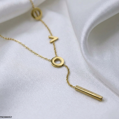 TNCH00357  QSJ Stainless Steel Round Stick Drop Necklace - TNCH