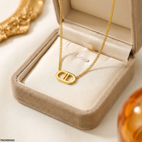 TNCH00363  MSJ Stainless Steel Double D Necklace - TNCH