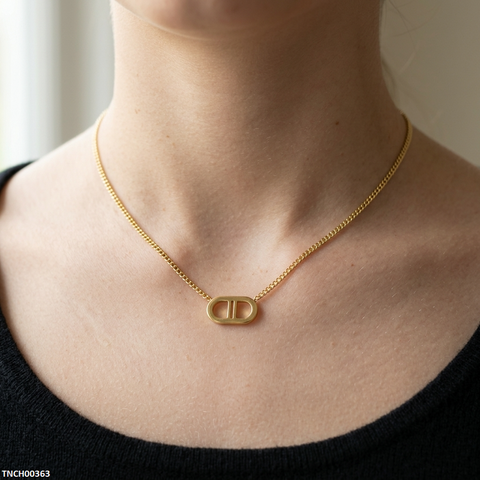 TNCH00363  MSJ Stainless Steel Double D Necklace - TNCH