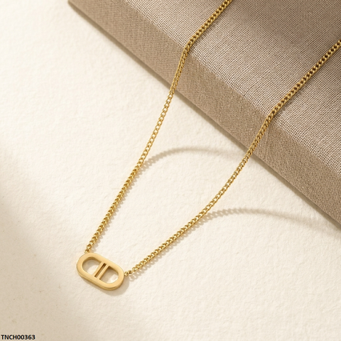 TNCH00363  MSJ Stainless Steel Double D Necklace - TNCH