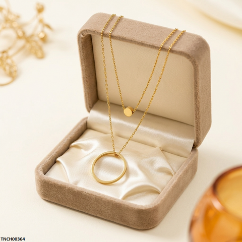 TNCH00364 MSJ  Stainless Steel Round Double Chain Necklace - TNCH