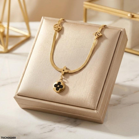 TNCH00369 MSJ Stainless Steel Flower Drop Necklace - TNCH