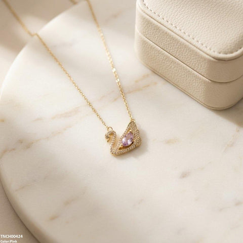 TNCH00424 TNR Stainless Steel Zircon Duck Necklace  - TNCH