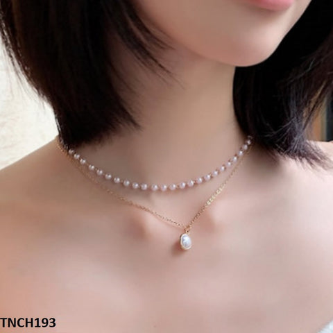 TNCH193 LQP Curb/Pearl Necklace - TNCH