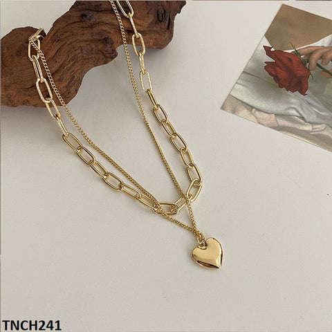 TNCH241 LSH Heart Layered Chain Necklace - TNCH