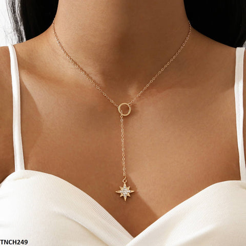 TNCH249 YPG Round Star Necklace - TNCH