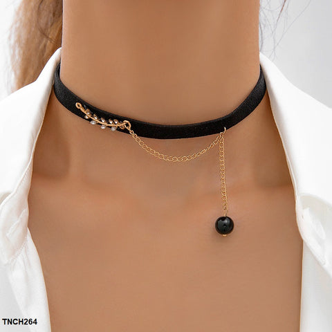 TNCH264 YYE Black Ribbon Choker Necklace - TNCH