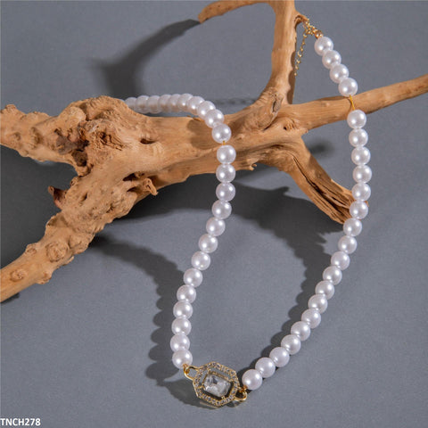 TNCH278 YYE Pearl Round Chain Necklace - TNCH