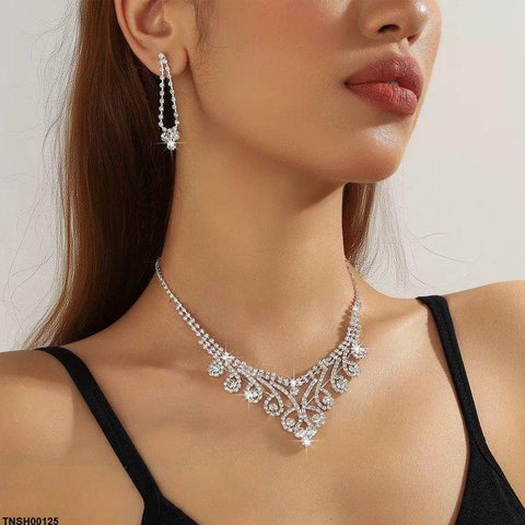 TNSH00125 YJJ Round Flower Necklace Set - TNSH