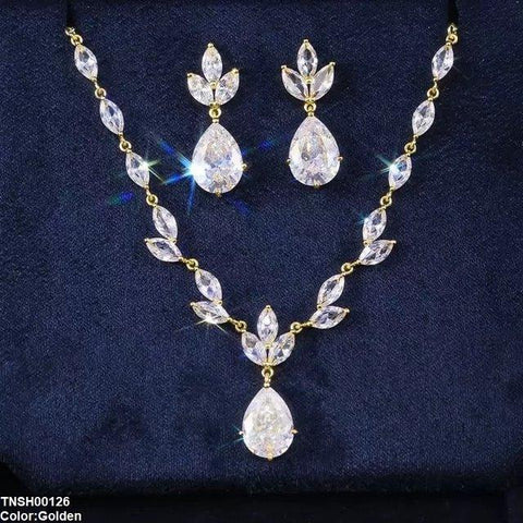 TNSH00126 CSH Marquise Tear Drop Necklace Set - TNSH