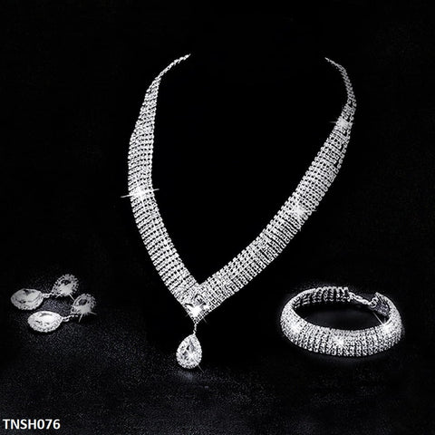 TNSH076 YJE Rhombus Tear Necklace Set - TNSH