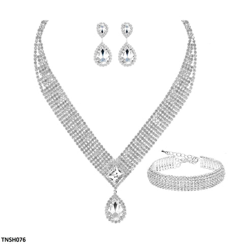 TNSH076 YJE Rhombus Tear Necklace Set - TNSH