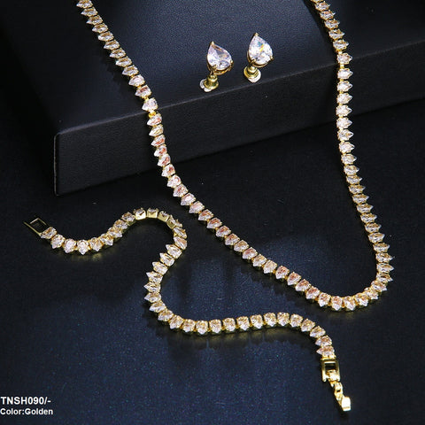 TNSH090 BYJ Pear Shape Necklace Set - TNSH