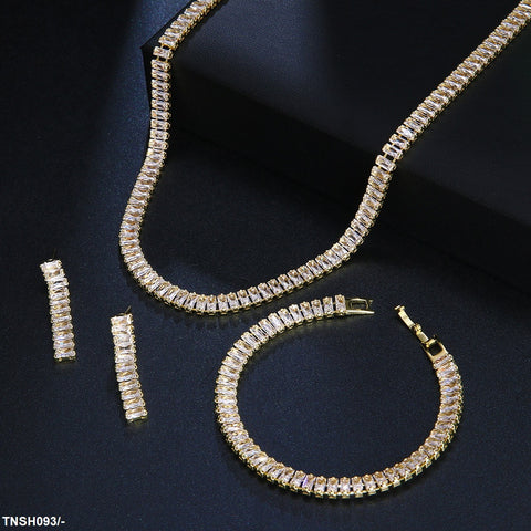 TNSH093 BYJ Baguette Necklace Set - TNSH