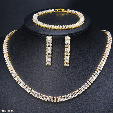 TNSH093 BYJ Baguette Necklace Set - TNSH