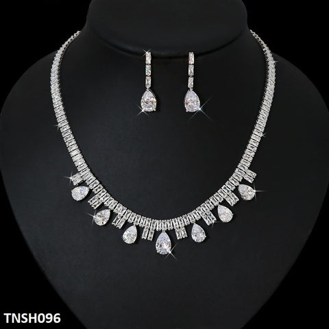 TNSH096 DNG Baguette Tear Necklace Set - TNSH