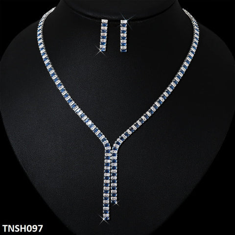 TNSH097 DNG Baguette Necklace Set - TNSH