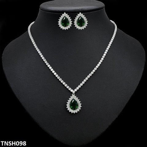 TNSH098 DNG Square Tear Necklace Set - TNSH