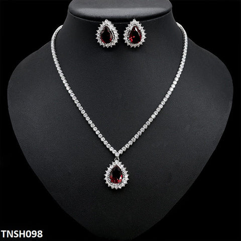 TNSH098 DNG Square Tear Necklace Set - TNSH