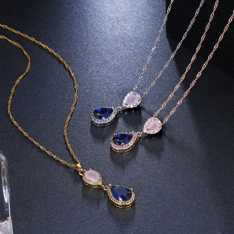 TPSH00690 BYJ Double Tear Pendant With Chain - TPSH