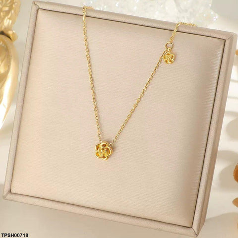 TPSH00718 DGF  Stainless Steel Double Flower Pendant - TPSH