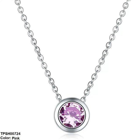 TPSH00724 WKO Round Drop Pendant With Chain - TPSH
