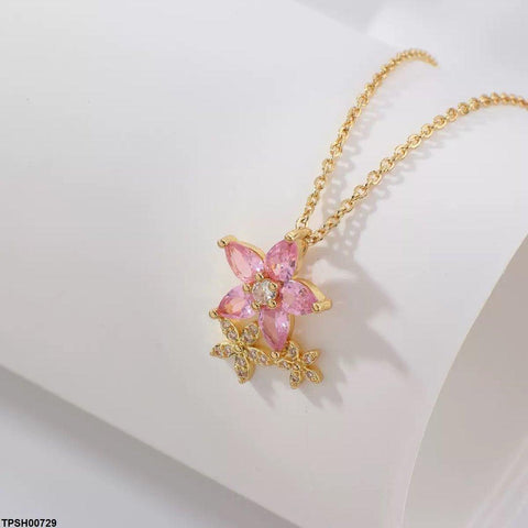 TPSH00729 WKO Flower Drop Pendant With Chain - TPSH