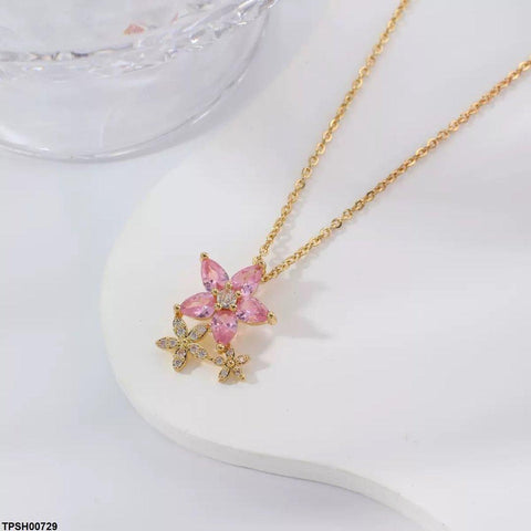 TPSH00729 WKO Flower Drop Pendant With Chain - TPSH