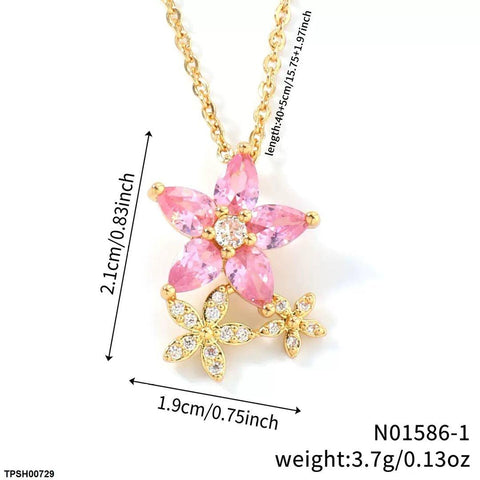 TPSH00729 WKO Flower Drop Pendant With Chain - TPSH