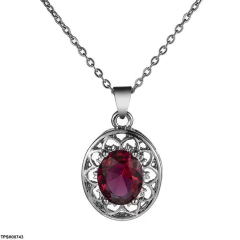 TPSH00743 YLE Oval Flower Pendant Set - TPSH