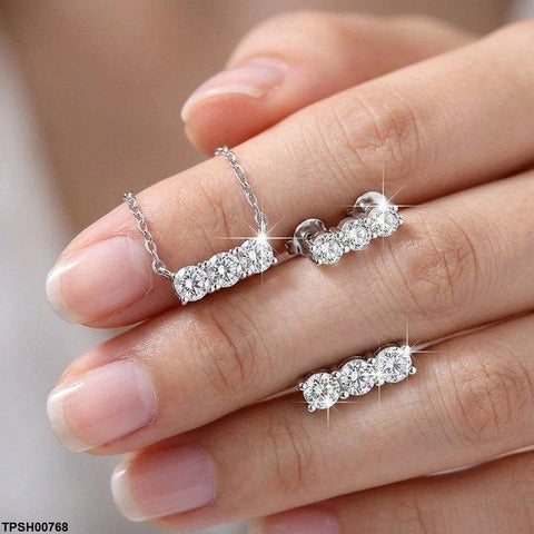 TPSH00768 ZFQ Round Stone Pendant Set - TPSH