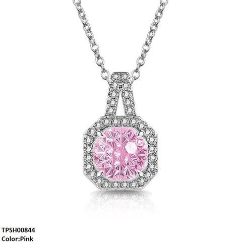 TPSH00844 BLX Square/Round ZIRCON Stone Pendant - TPSH