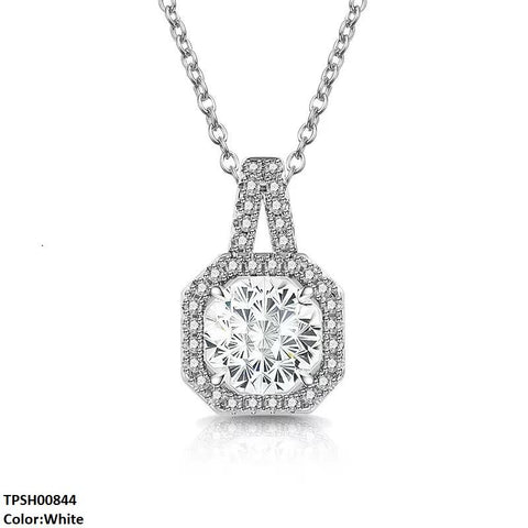 TPSH00844 BLX Square/Round ZIRCON Stone Pendant - TPSH