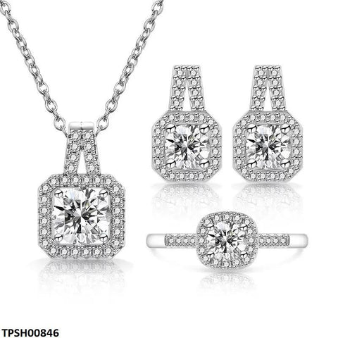 TPSH00846 BLX Square ZIRCON Stone Pendant Set - TPSH