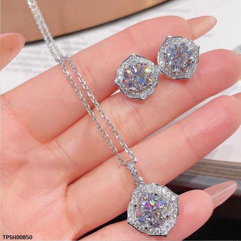 TPSH00850 KRL Cushion Shape ZIRCON Stone Pendant Set - TPSH