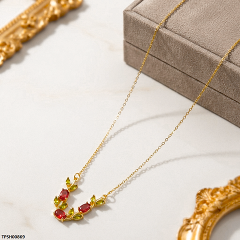 TPSH00869  MSJ Tulip Leaf Stone Pendant With Chain - TPSH