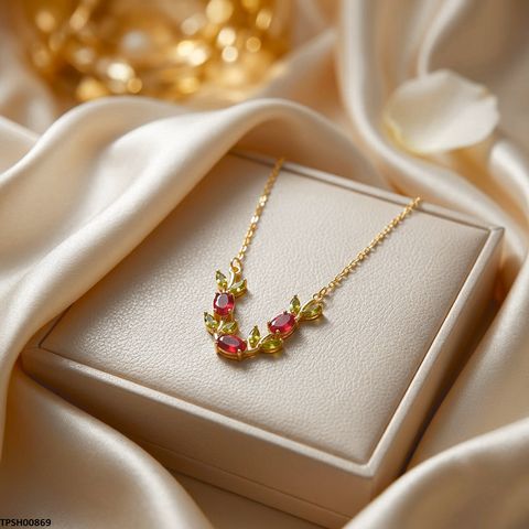 TPSH00869  MSJ Tulip Leaf Stone Pendant With Chain - TPSH