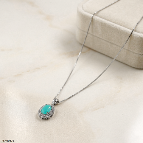 TPSH00876 MSJ Oval Stone ZIRCON Pendant With Chain - TPSH