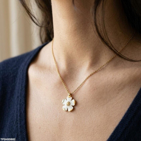 TPSH00882  MSJ Stainless Steel Flower Drop Pendant - TPSH