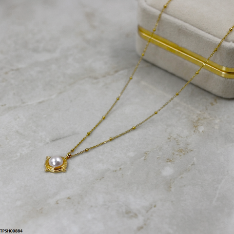 TPSH00884  MSJ Stainless Steel Pearl Pendant With Chain - TPSH