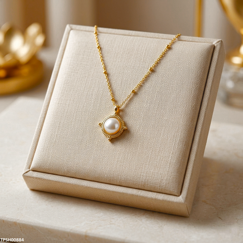 TPSH00884  MSJ Stainless Steel Pearl Pendant With Chain - TPSH